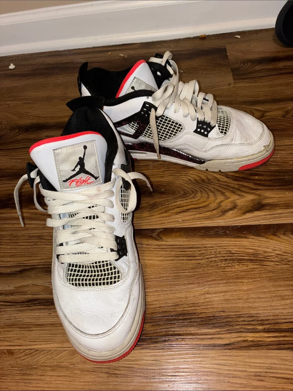 Jordan Kids White Black Red Retro Basketball Sneakers